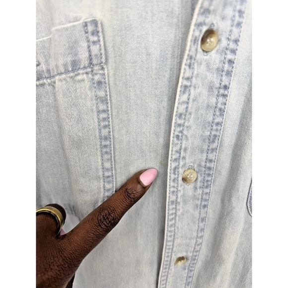 Vintage 80s 90s Hard Rock Cafe Washington D.C Denim Shirt Embroidered Size L - Picture 9 of 10